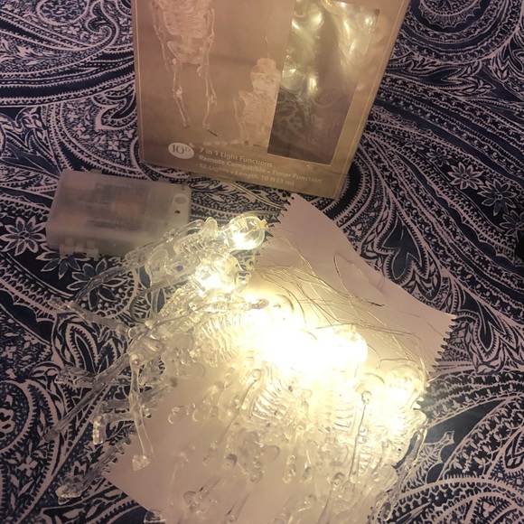 Pier 1 Halloween Skeleton Glimmer Strings Lights 10’ 7 in 1 Function Glam - Picture 11 of 15